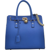 Large Saffiano Leather Tote with Chain Shoulder Strap