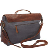 Laptop Messenger Bag and Brief BG Brown Leather/Gray Canvas