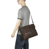 Distressed Leather Quarter Flap messenger