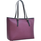 Patent Faux Leather Trim Tote