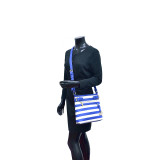 Saffiano Striped Buckled Crossbody Bag