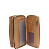 Donington Gold Double Zip Checkbook Clutch Wallet