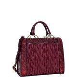 Textured Leather with Croco Metallic Trim Tote
