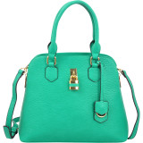 Round Padlock Zip Satchel with Shoulder Strap