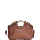 Soft Faux Leather Frame Handle Satchel
