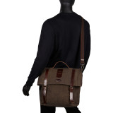 Leather and Canvas Messenger Bag