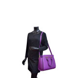 Faux Saffiano Leather Winged Satchel with Shoulder Strap