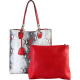 Animal Print Snap Closure Bag-in-Bag Shoulder Handbag