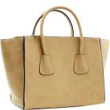 Winged Satchel with Double Zipper Pockets