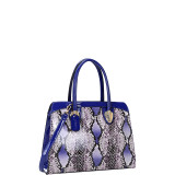 Patent Faux Leather with Snake Skin Detail Shoulder Bag