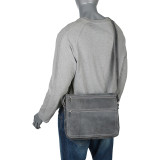 Double Zip Distressed Leather Small Messenger