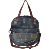 Preston Ripped Denim/Leather Trim Tote