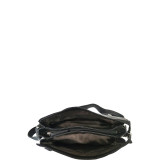 Mixed Media Leather Top Zip Crossbody