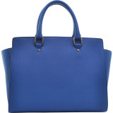 Saffiano Faux Leather Gunmetal Studded Satchel