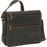Double Zip Distressed Leather Small Messenger