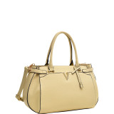 Patent Faux Leather V Shape Accent Satchel