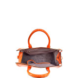 Patent Faux Leather Barrel Body Satchel