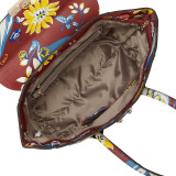 Winged Floral Print Satchel