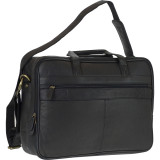 Genuine Leather Double Gusset Briefcase With Laptop Sleeve