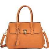 Kiss Lock Compartment Padlock Satchel with Shoulder Strap