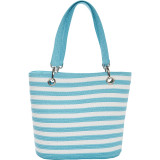 Paper Straw Stripe Grommet Tote