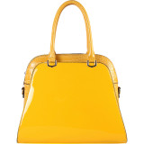 Women's Yellow Faux Leather Patent Tote Handbag