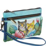 Hand Painted Leather Wristlet Organizer Wallet