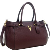 Patent Faux Leather V Shape Accent Satchel