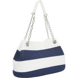 Wide Stripe Paper Straw Chain Shoulder Bag