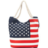 Stars And Stripes Canvas Zippered Tote Bag