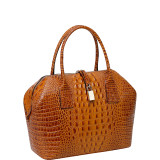 Diane Croc Embossed Top Handle Leather Tote