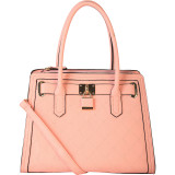 Padlock Structured Tablet Briefcase Faux Leather Satchel Handbag