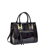 Structured Patent Faux Leather Satchel