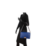 Quilted Crossbody Bag with Intertwined Leather Gold-Tone Chain Straps