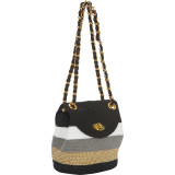 Paper Straw Lurex Stripe Mini Shoulder Bag