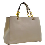 Saffiano Faux Leather Chain Strap Satchel