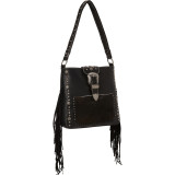 Buckle Handbag with Hair-On and Fringe