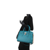 Medium Satchel with Decorative Gold Studs and Belted Lock Deco