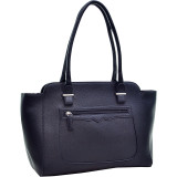 Faux Leather Shoulder Bag with Front Zipper Pocket
