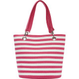 Paper Straw Stripe Grommet Tote