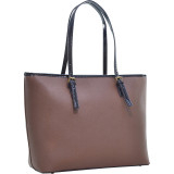Patent Faux Leather Trim Tote