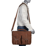 Oil Tanned Leather Messenger Briefcase