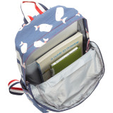 Screen Printed Whales On Cotton Laptop Backpack