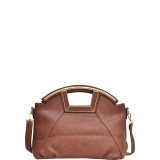 Soft Faux Leather Frame Handle Purse with Removable Shoulder Strap