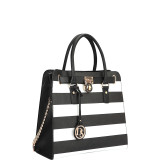 Large Saffiano Leather Tote with Chain Shoulder Strap