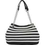 Paper Straw Stripe Chain Shoulder Bag
