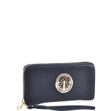 Emblem Embossed Zip Around Wallet