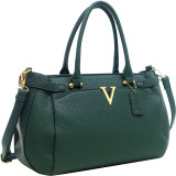 Patent Faux Leather V Shape Accent Satchel