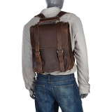 14" Leather Travel Backpack Brief