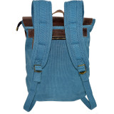Canvas Backpack Bag With Leather On Flap